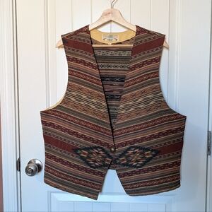 Vintage Orvis Men's Southwestern Tapestry Vest X Large Brown